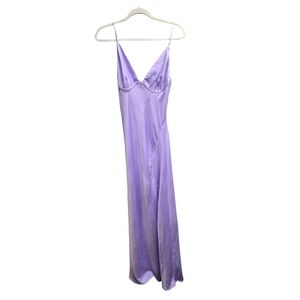 Molly Green Elegant Lavender Satin Maxi Slipdress with Slit SZ. 10